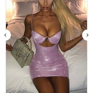 Babyboo: Mya Mini Dress - Pink Glitter in Medium